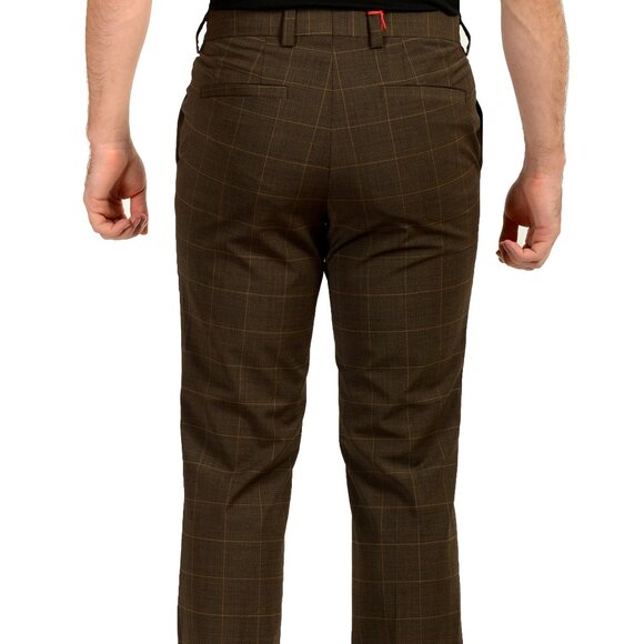 Hugo Boss Men's "Tom232X" Modern Fit Brown Wool Plaid Dress Pants US 32R IT 48 - Picture 3 of 5